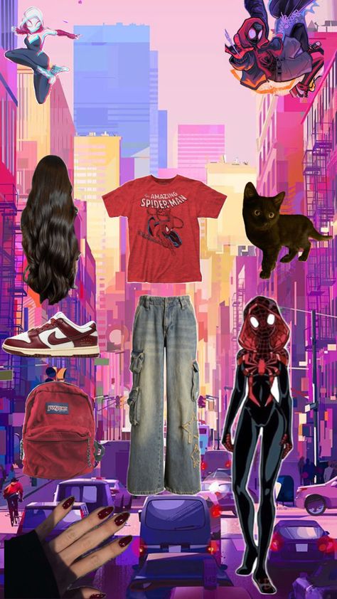 #outfit #inspo #Spiderman #Gwen #Miles #Spiderverse #fyp #fashion Miles Spiderverse, Gwen Miles, Spiderman Gwen, Spiderman Into The Spider Verse, Into The Spider Verse, The Spider, Spider Verse, Spiderman, Outfit Inspo