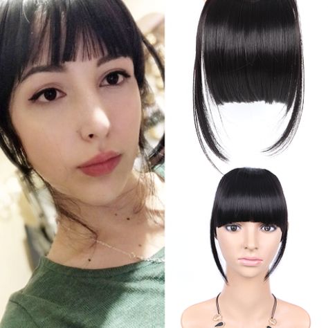 Try Bang Hairstyle Without Salon Visit Do you sometimes wish to have the power to test-drive the hard-to-grow out bangs without ever picking up the shears? Well, you certainly can with the Clip-In Bangs Hair Extension! This is definitely a good way to switch things up, providing you with a quick hair transformation without the long-term commitment of a permanent chop. It adds spice to any hairstyle and works on almost any face shape. Highlights: ADD MORE STYLE TO YOUR LOOK: The perfect way to ad Hair Ext, Growing Out Bangs, Quick Hair, Special Occasion Hairstyles, Fake Hair, Fringe Hairstyles, French Hair, Curly Hair With Bangs, Short Hair With Bangs