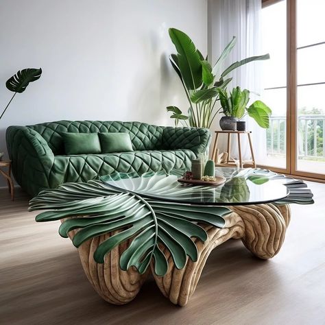 Looking to elevate your home decor with a unique and stylish statement piece? Look no further than the monstera coffee table. With its elegant design and Tropical Furniture Design, Deliciosa Plant, Tropical Furniture, Home Vibes, Chic Lighting, Unusual Homes, Cute Bedroom Decor, Leaf Table, Decor Home Living Room