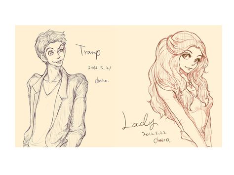 Lady and Tramp from Disney as humans by Chaccko.. love it! ♥ Disney As Humans, Lady And The Tramp As Humans, Lady And The Tramp Human, Disney Characters As Humans, Lady And Tramp, Humanized Disney, Disney University, Nickelodeon Cartoons, Cartoon As Anime