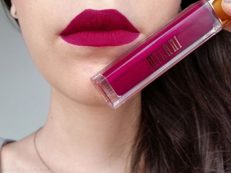 Milani Amore Matte Lip Creme Gorgeous - Mateja's Beauty Blog Milani Matte Lipstick, Milani Amore Matte Lip Creme, Milani Lipstick, Romance Perfume, Liquid Lipstick Swatches, Red Lipstick Shades, Milani Cosmetics, Color Lipstick, Lips Shades