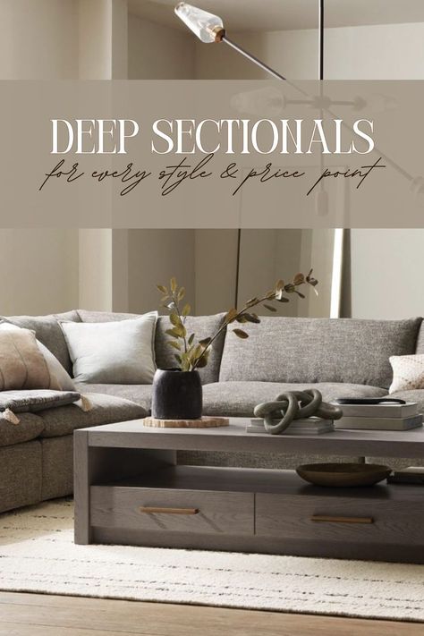 In this article, we’ve included the best oversized sectionals for all design styles and budgets! We also have an entire sectional on sectionals and sofas, so make sure to check-out! U Shaped Sofa Living Room Layout Modern, Curved Chesterfield Sofa, Chaise Sectional Living Room, Deep Sectional Sofa, Oversized Chaise Lounge, Deep Seated Sectional, Comfy Sectional, Deep Sectional, Multi Colored Pillows