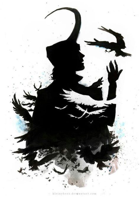 Crow Loki Tattoo, Loki Fan Art, Norse Gods, Tattoo Watercolor, Loki God Of Mischief, Thor X Loki, Marvel Facts, Loki Art, Thor Loki