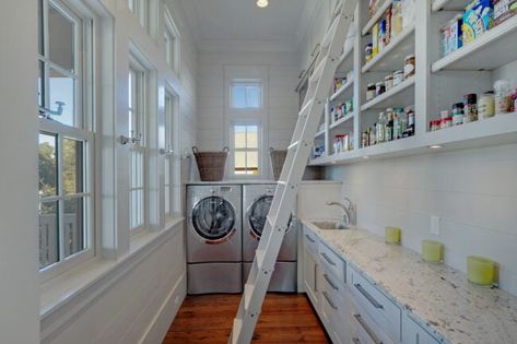 Does Your Home Have a Combined Laundry/Pantry Space? Here's How to Organize It. Pantry Laundry Room Combo, Grey Granite Countertops, Kitchen Pantry Ideas, Laundry Room Pantry, Laundry Pantry, Pantry Laundry Room, Shiplap Backsplash, Pantry Laundry, Pantry Room