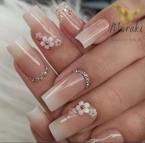 East Gel Nail Designs, Short Nail Designs Wedding, Engagement Nails Designs, Flare Nails, Bridal Nails Designs, Engagement Nails, Bridal Nail, Wedding Nail Art Design, Bridal Nail Art