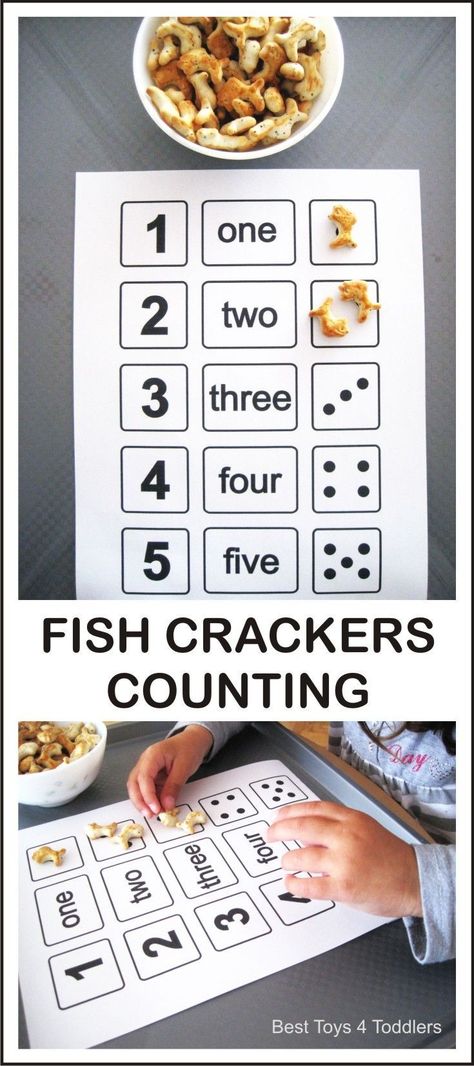 Sing One Two Three Four Five nursery rhyme and count with fish crackers! FREE PRINTABLE counting sheet available for download on the blog. Ocean Theme Preschool, Fish Crackers, Counting Activity, Maths Games, Math Activities For Kids, Activity For Toddlers, Counting Activities, One Two Three, Tot School