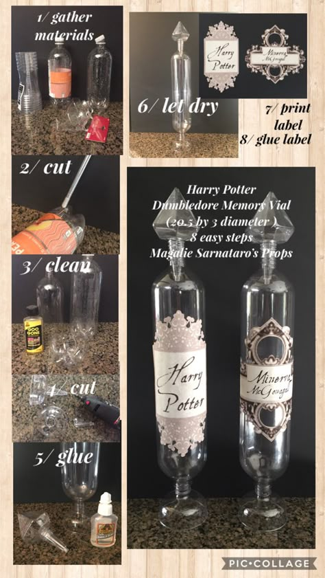 Harry Potter  Dumbledore Memory vials Magalie Sarnataro’s Props Harry Potter Diy Props, Potions Display, Herbalist Shop, Harry Potter Bathroom, Diy Harry Potter Crafts, Harry Potter Christmas Decorations, Harry Potter Props, Harry Potter Dumbledore, Harry Potter Halloween Party