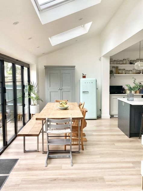 kitchen extension Modern Victorian Home, Modern Victorian Homes, Kitchen Diner Extension, Room Extensions, Open Plan Kitchen Dining, Roof Lantern, Open Plan Kitchen Living Room, House Extension Design, Modern Victorian