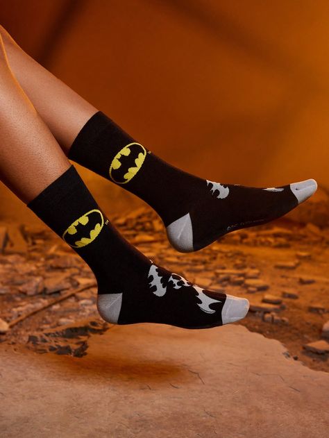 BATMAN X SHEIN 1pc Cartoon Animal Pattern Black Crew SocksI discovered amazing products on SHEIN.com, come check them out! Batman Socks, Black Crew Socks, Superhero Socks, Bat Pattern, Over The Calf Socks, Women Crew Socks, Satin Shorts, Black Bat, Women Socks