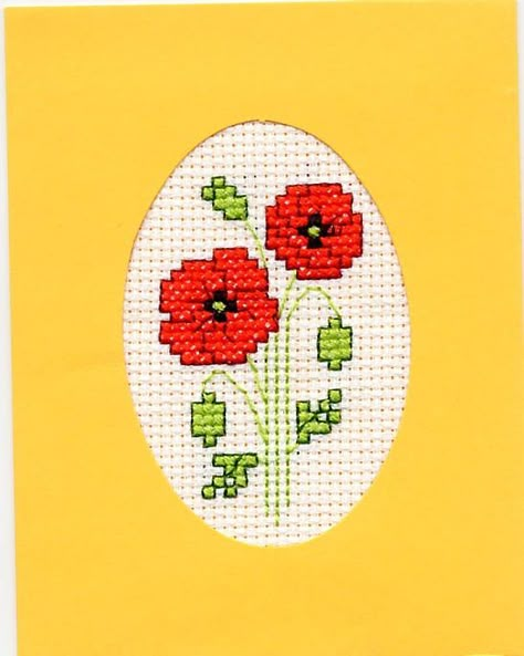 Remembrance Day Cross Stitch, Cross Stitch Poppy Pattern, Poppy Cross Stitch Pattern, Mini Flower Cross Stitch, Cross Stitch Poppy, Colourful Cross Stitch, Cross Stitch Sampler Patterns, Cross Stitch Beginner, Cross Stitch Alphabet Patterns