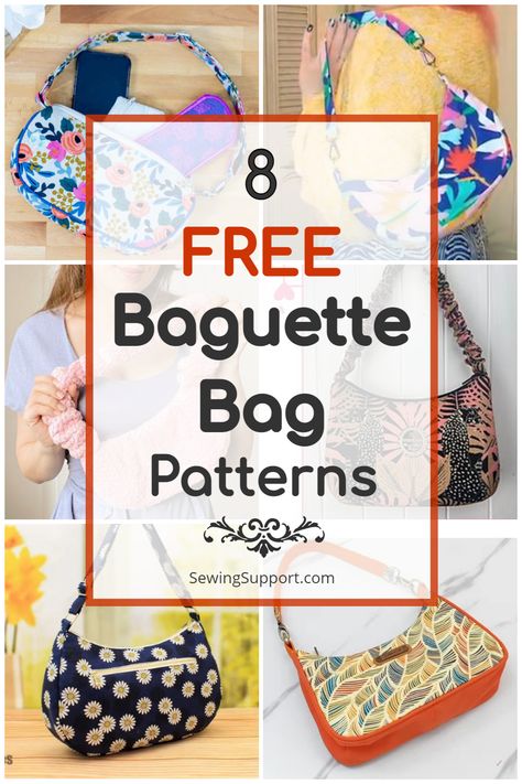 Baguette Purse Pattern, Pocket Books Handbags, Free Handbag Patterns To Sew, Book Bag Sewing Pattern, Baguette Bag Pattern, Yoga Mat Bag Pattern, Vintage Bag Pattern, Quilted Tote Bags Patterns, Weekender Bag Pattern