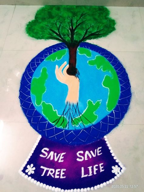 Motivational Rangoli For Competition, Rangoli Designs For Competition, Rakhi Making, Dad Love Quotes, Indian Rangoli, Save Trees, Animal Drawings Sketches, Rangoli Ideas, Rangoli Designs Flower