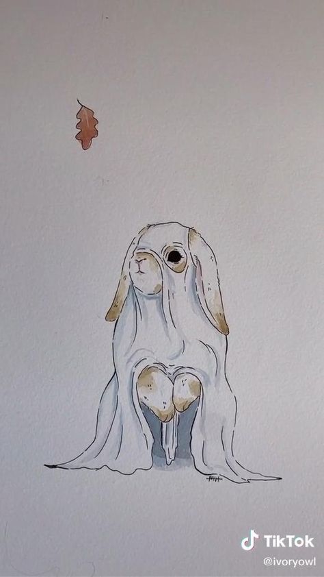 Ghost Bunny, Bunny Sketch, Animal Drawing, Cute Doodle Art, Art Drawings Sketches Creative, Animal Sketches, Amazing Art Painting, Art Inspiration Painting, Art Tutorials Drawing