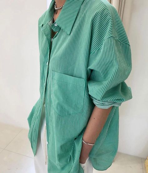 Oversized Blouse Outfit, Green Striped Shirt, The Frankie Shop, Frankie Shop, Oversized Blouse, Spring Women, Back In Stock, Spring Summer Outfits, Art Clothes