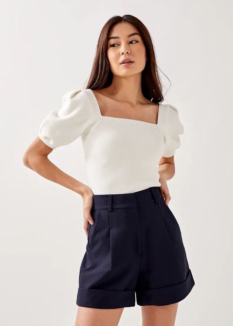 Online Love, Love Bonito, Tiered Midi Skirt, Tailored Shorts, New Launch, Puffy Sleeves, Fashion Addict, Square Neck, Knit Top