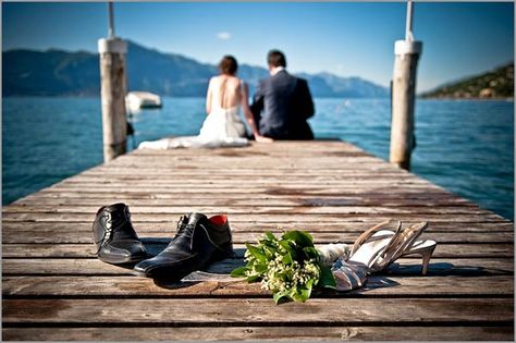 must have this photo on our special pier, definitely with the munchkin between us Dock Wedding, Lake Wedding Photos, Lake Garda Wedding, Boat Wedding, Cottage Wedding, Wedding Picture Poses, Lakeside Wedding, Soul Mates, Tahoe Wedding