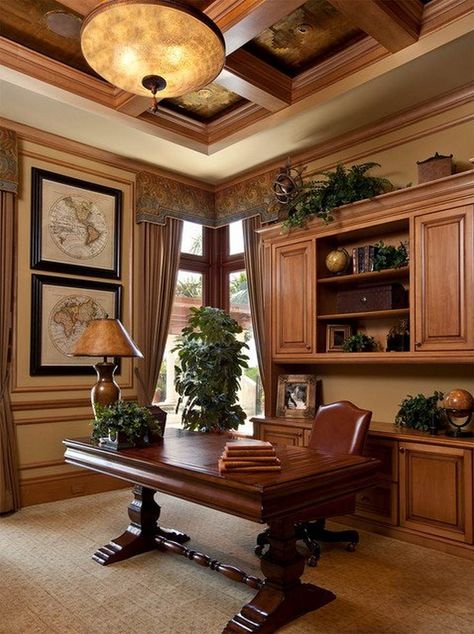 home office Home Office Simples, Masculine Home Offices, Traditional Office Decor, Female Office Decor, Masculine Home, Masculine Home Office, Masculine Interior Design, Executive Office Design, Small Office Decor