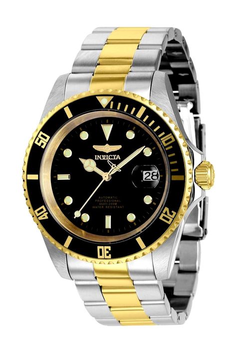 INVICTA DIVER 8927OBXL Watch Automatic Invicta Pro Diver, Mens Invicta Watches, Stainless Bracelet, Invicta Watches, Stylish Watches, Inception, Gold Case, Dive Watches, Stainless Steel Band