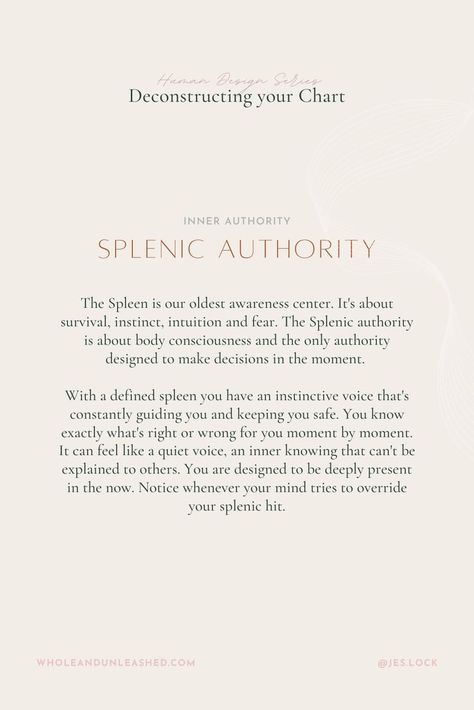 Your authority in Human Design is your decision making process. It’s your inner compass, your intuition per se. Your strategy and authority work together to help you make decisions and move around in a way that’s most aligned to your energetics. That means encountering less resistance as you honour your energetic mechanics and those around you. Learn more about which authority you are Inner Vision Human Design, Splenic Projector, Splenic Authority, Gene Keys, Human Design System, Decision Making Process, Design 101, Emotional Awareness, Vision Board Inspiration