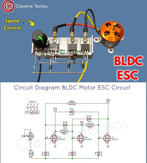 Bldc Motor Controller Circuit, Simple Electronic Circuits, Power Supply Design, Bldc Motor, Free Energy Projects, Electronics Workshop, Electronic Circuit Design, Electrical Circuit Diagram, Electronics Basics