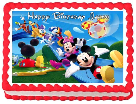 MICKEY+MOUSE+CLUB+HOUSE+Slide+Edible+image+cake+topper+1/4+sheet+(10.5"+x+8") Mickey Mouse Clubhouse Birthday Cake, Cupcakes Minnie Mouse, Mickey Mouse Club House, Edible Image Cake Topper, House Image, Store Bought Cake, Mickey Mouse Clubhouse Birthday, Edible Image Cake, Mickey Mouse Cake