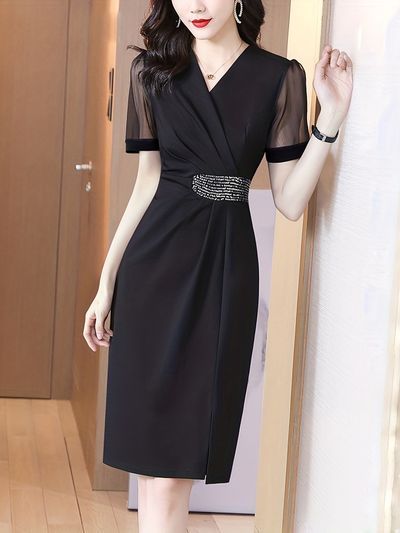 Temu | Explore the Latest Clothing, Beauty, Home, Jewelry & More Dress Elegant Long, Elegant Attire, Women Long Sleeve Dress, Neck Bodycon Dress, Formal Dresses For Women, Dresses Elegant, Dress Formal, Long Sleeve Bodycon Dress, Dress Elegant