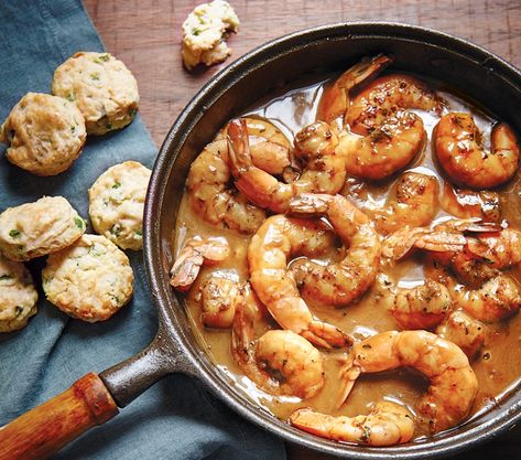 Fire Up your Grill with these 5 Recipes for Mardi Gras - Barbecuebible.com Jalapeño Biscuits, Barbecue Shrimp, Creole Cooking, Bbq Shrimp, Homemade Juice, Emeril Lagasse, Barbecue Recipes, Main Courses, Recipe Details