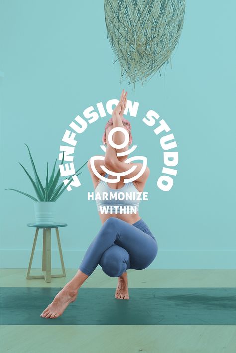 ZenFusion Yoga Studio | Logo Design & Brand Identity :: Behance Yoga Logos Ideas, Relax Logo Design, Yoga Studio Logo Design, Modernist Logo, Yoga Brand Identity, Wellness Brand Identity, Relax Logo, Lashes Design, Center Logo Design