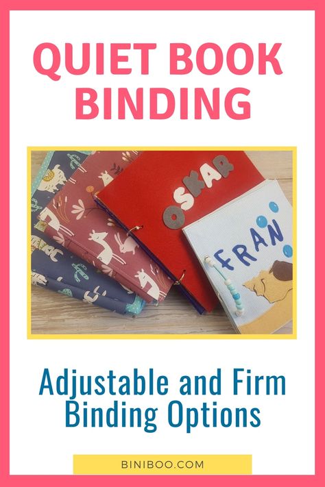 Binding Quiet Book Pages, How To Sew A Book Binding, Quiet Book Binding Ideas, Binding A Quiet Book, How To Bind A Quiet Book, Felt Activity Book Diy, Felt Quiet Books Patterns, Quiet Book Binding, Binding Quiet Book