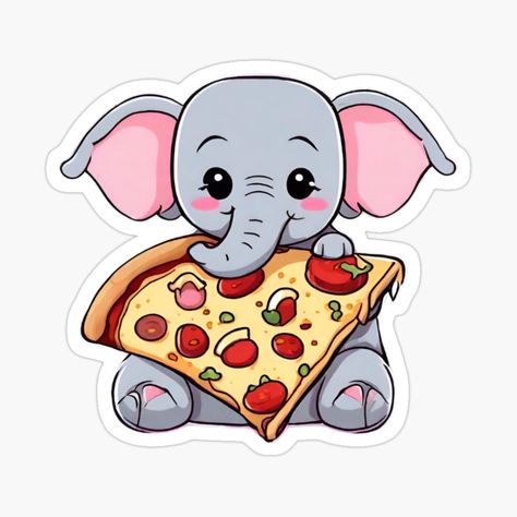 Get my art printed on awesome products. Support me at Redbubble #RBandME: https://www.redbubble.com/i/sticker/KAWAII-ELEPHANT-PIZZA-by-KawaiiLyfe/155845290.EJUG5?asc=u Kawaii Elephant, Elephant Eating, Elephant Food, Elephant Stickers, Food Stickers, Pet Bandana, Baby Elephant, Dad Hats, Mouse Pad