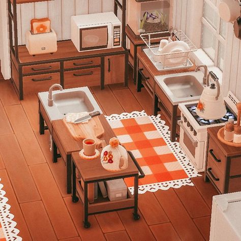 https://www.instagram.com/p/CEKGj0DJdvy/?igshid=179ulo0ihxmpa Acnh Zucker House Ideas, Acnh Ketchup House Interior, Animal Crossing Kitchen Ideas, Acnh Kitchen Designs, Animal Crossing House Ideas, Acnh Kitchen, Mrs Weasley, Acnh Interior, Acnh House