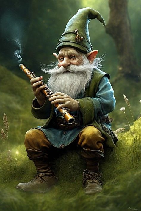 Forest Gnome, David The Gnome, Mythical Creatures Fantasy, Canvas Art Projects, Fairy Artwork, Fantasy Forest, Fairies Elves, Forest Creatures, Fantasy Races