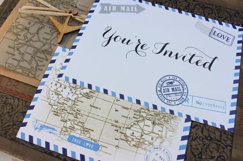 Wedding Wanderlust: 21 Top Travel Theme Wedding Ideas | weddingsonline Travel Theme Wedding Invitations, Postcard Wedding Invitation, Unique Destination Wedding, Vintage Postcards Travel, Postal Vintage, Yosemite Wedding, Travel Theme Wedding, Cheap Wedding Invitations, Event Planning Business