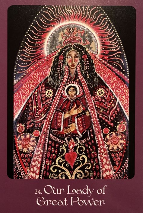 Our Lady Of Great Power, from the Mother Mary Oracle card deck, by Alana Fairchild, Artwork by Shiloh Sophia McCloud Black Madonna, Madonna Art, You Are My Moon, Angel Oracle Cards, Images Of Mary, Art Sacre, Divine Mother, Blessed Mother Mary, Sacred Feminine