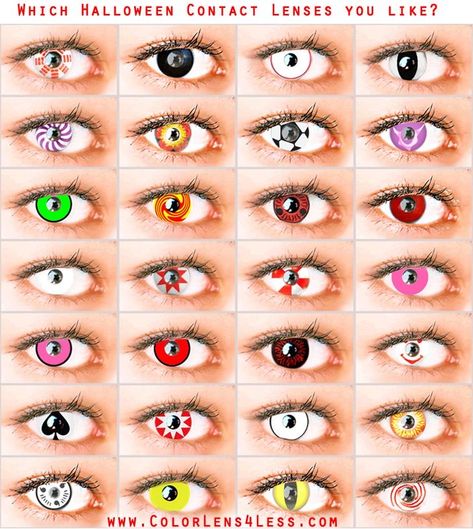 Unique Eye Contacts, Colored Contacts Cosplay, Halloween Eye Contacts, Colored Contact Lenses Halloween, Contacts Colored, Contacts Halloween, Color Contacts For Halloween, Rare Eye Colors, Cool Contacts