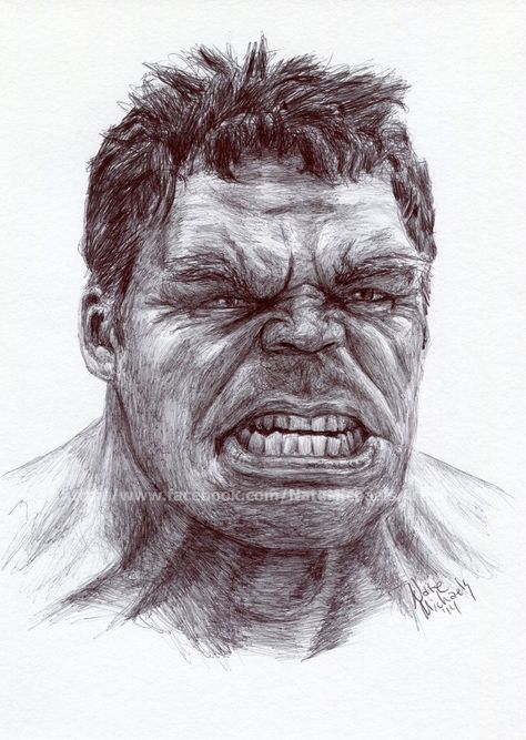 #Hulk #Fan #Art. (The Hulk - The Avengers - Pen and Ink Portrait) By: NateMichaels. ÅWESOMENESS!!!™ ÅÅÅ+ Hulk Portrait, Hulk Sketch, Avengers Painting, The Avengers Age Of Ultron, Marvel Art Drawings, Cute Drawings Of Love, Hulk Art, Head Drawing, Avengers Age Of Ultron