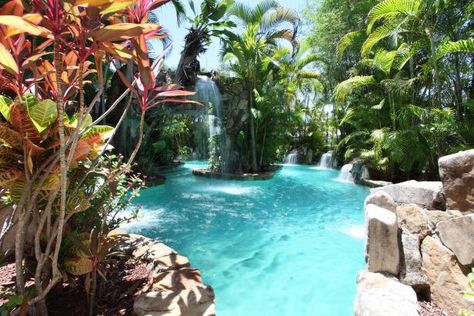 Insane Pools, Lagoon Pool, Tropical Backyard, Swimming Pool Landscaping, Tropical Pool, Resort Style Pool, Dream Pools, Beautiful Pools, Outdoor Retreat