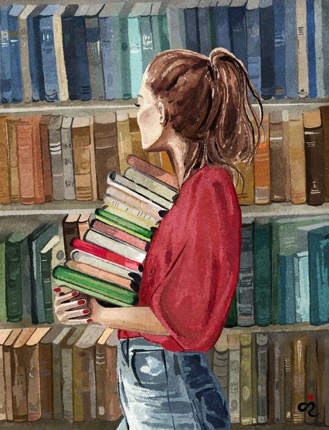 Library Girl, Women Reading, Trust In The Lord, Here On Earth, Difficult Times, Illustration Painting, Art Illustration, The Lord, Books