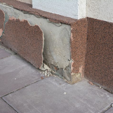 Ask Mike Holmes: Cracked Parging — What Are My Next Steps? Parging Foundation Ideas, Parging Repair, Stucco Foundation, Porch Repair, Mike Holmes, Concrete Foundation, Water Damage Repair, Foundation Repair, Stucco Walls