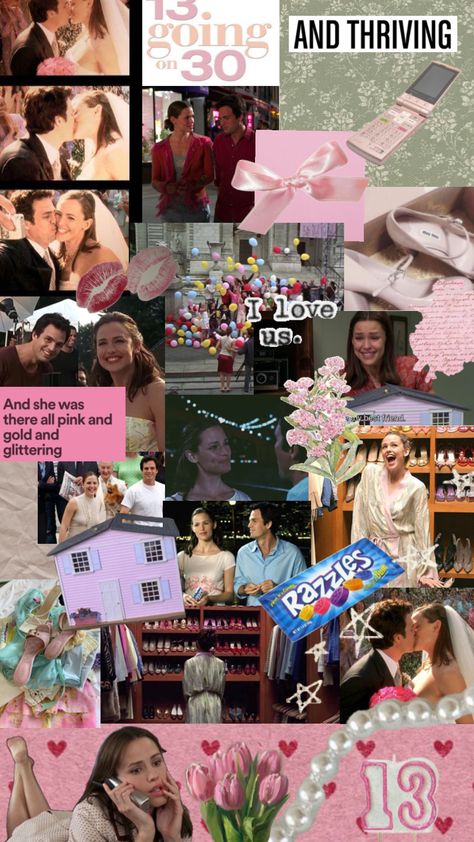 13 going on 30 🎀 #jennarink #love #13goingon30 #2004 #razzles #movies #birthday #makeviral #blowupforme Iconic Scenes, 13 Going On 30, Magazine Layout, Laptop Wallpaper, Wall Collage, Our Love, Pink And Gold, Laptop, Layout