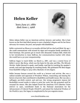 Helen Keller Activities, Helen Keller Biography, Printable Heroes, Birthday Banner Background Hd, Arts And Crafts For Teens, Birthday Banner Background, Banner Background Hd, Environmental Activist, Workers Rights