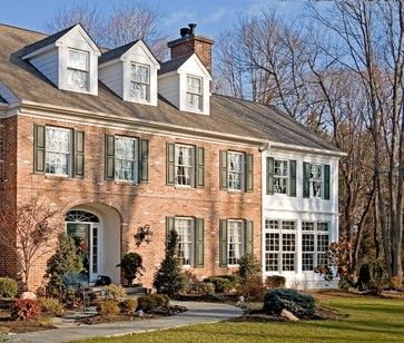 colonial addition | Colonial Addition traditional exterior Colonial Addition Ideas, Colonial Exterior Remodel, Colonial Garage, Colonial Addition, Brick Colonial House, Colonial House Interior, Brick Colonial, House Additions, Colonial House Exteriors