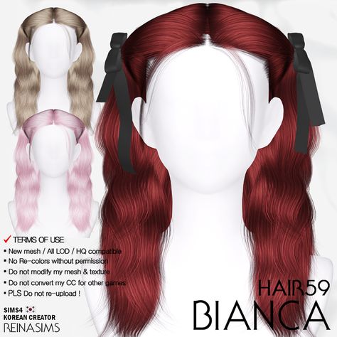 Preview :) Reina_TS4_59_Bianca hair & hair ribbon | Reina Sims4 on Patreon Reina Hair Sims 4, Sims 4 Cc Ribbon Hair, Sims 4 Hair Bow Cc, Sims 4 Ribbon Cc, Sims 4 Ribbon Hair, Sims 4 Coquette Hair, Sims 4 Cc Hair Half Up Half Down, Sims 4 Cc Coquette Hair, Sims 4 Cc Short Hair Patreon