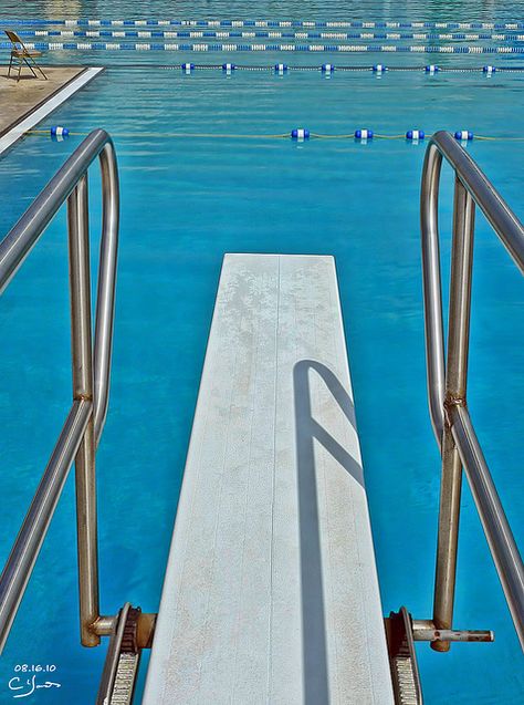 diving board . . .spent lots of practice hours for diving meets and fun times on one just like this! Olympic Diving, High Diving, Diving Springboard, Diving Boards, Rescue Diver, Diving Board, Best Scuba Diving, Spring Boards, Marine Conservation