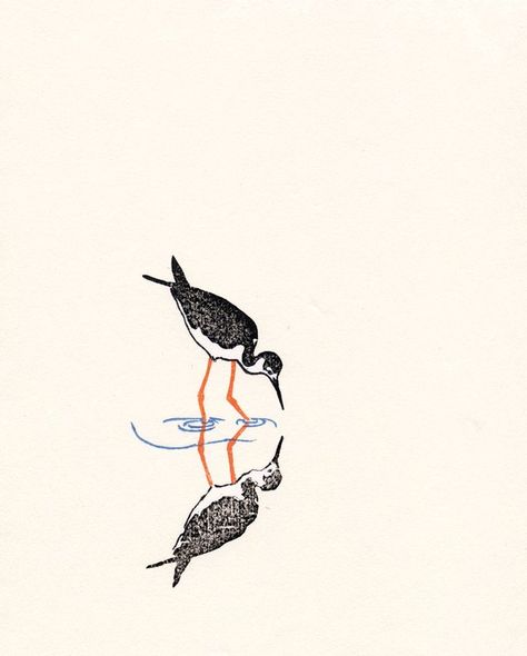 Oyster Catcher Illustration, Oystercatcher Tattoo, Japanese Woodblock Tattoo, Bird Tattoo Ideas, Oyster Catcher, Birds Drawing, Vogel Tattoo, Woodcut Prints, Lino Cuts