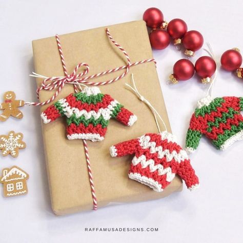 Free Ugly Christmas Sweater Crochet Ornament • RaffamusaDesigns Ugly Christmas Sweater Ornament, Crochet Christmas Ornaments Free, Crochet Ornament Patterns, Christmas Crochet Patterns Free, Mitten Ornaments, Crochet Ornaments, Sweater Crochet, Holiday Crochet, Crochet Decoration