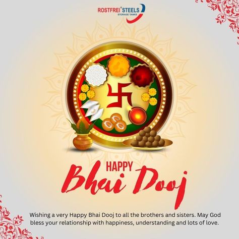 "There's no other love like the love for a brother. There's no other love like the love from a brother." Rostfrei Steels wishes Happy Bhai Dooj to all brothers and sisters. #happybhaidooj #bhaidooj #bhaidooj2022 #india #bhaidoojcelebration #festival #bhaiyadooj #Rostfrei #RostfreiSteels Happy Bhai Dooj, Bhai Dooj, Storage Tanks, Happy Wishes, Brothers And Sisters, A Brother, God Bless You, Snow Globes, Novelty Christmas