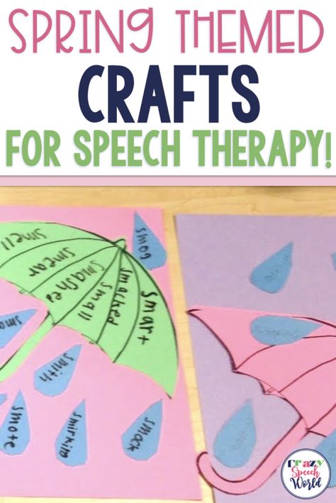 Articulation Crafts Speech Therapy, Slp Crafts, Spring Speech Therapy Activities, Speech Therapy Activities Preschool, High School Speech Therapy, Spring Speech Therapy, Speech Crafts, Speech Therapy Crafts, Umbrella Pattern