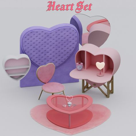 Aesthetic Sims Cc Clothes, Sims 4 Cc Heart Furniture, Sims 4 Lovecore Cc, Sims 4 Cc Room Sets, Sims 4 Maxis Match Cc Furniture Set, Pastel Sims 4 Cc Clothing, Sims 4 Cute Furniture Cc, Sims 4 Laptop Cc, Sims 4 Laptop