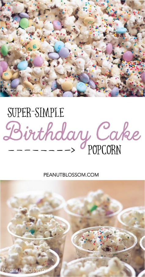 No cupcake rule at school? No problem! Try this birthday cake flavored popcorn treat for a unique school party snack. Totally addictive! Class Popcorn Party, Spring Treats For School, Birthday Popcorn Ideas, Easy Birthday Treats For Work, Class Treats For Birthday, Kindergarten Birthday Treats, Birthday At School Ideas, Birthday School Treats, Birthday Snacks For School